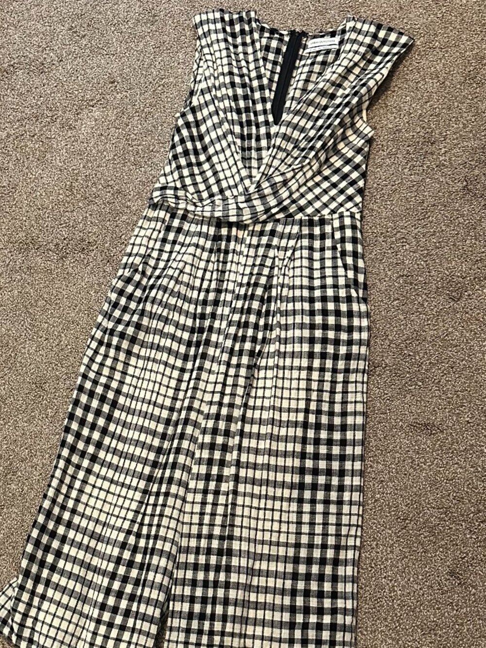 Urban Outfitters Black White Gingham Wide Leg Jumpsuit Size 6